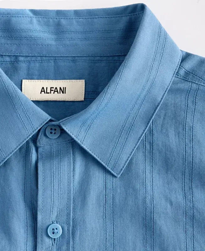 Men's Ottoman Short Sleeve Textured Quarter-Zip Polo Shirt, Exclusively at Modazone - Moonlight Blue - 1