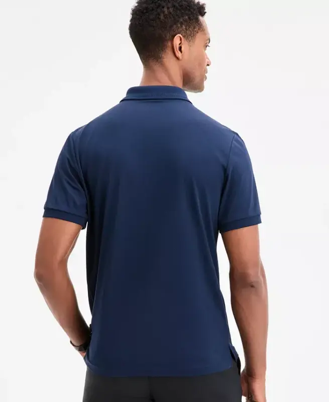 Men's Ottoman Short Sleeve Textured Quarter-Zip Polo Shirt, Exclusively at Modazone - Neo Navy - 4