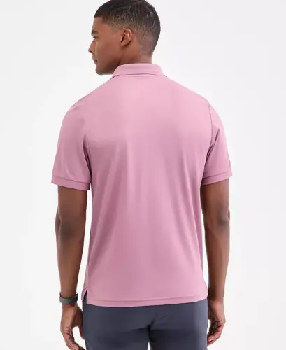 Men's Ottoman Short Sleeve Textured Quarter-Zip Polo Shirt, Exclusively at Modazone - Smoked Rose - 2