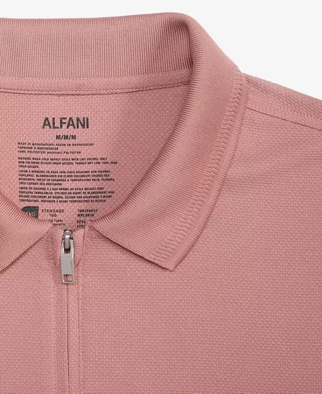 Men's Ottoman Short Sleeve Textured Quarter-Zip Polo Shirt, Exclusively at Modazone - Waimea - 3