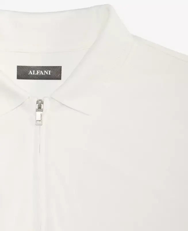 Men's Ottoman Short Sleeve Textured Quarter-Zip Polo Shirt, Exclusively at Modazone - Washed White - 3