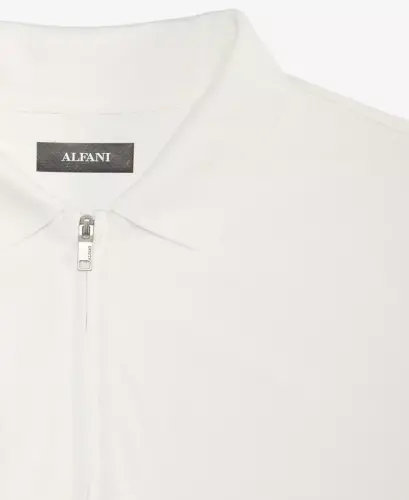 Men's Ottoman Short Sleeve Textured Quarter-Zip Polo Shirt, Exclusively at Modazone - Washed White - 3