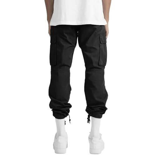 Mens Outdoor Hiking Cargo Pants Lightweight Casual Baggy Joggers Sweatpants Elastic Waist Loose Straight Trousers - 4