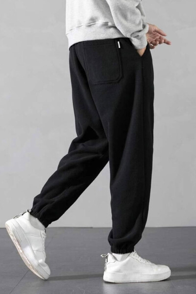 Men's Oversize Black Fleece Sweatpants - NORTH LONDON (1)