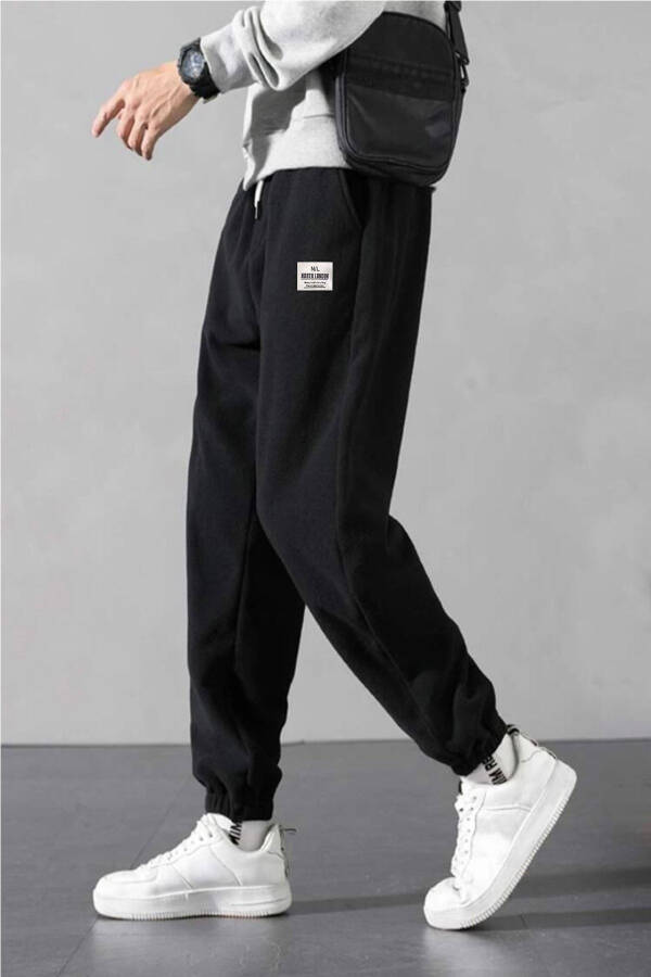 Men's Oversize Black Fleece Sweatpants - 1