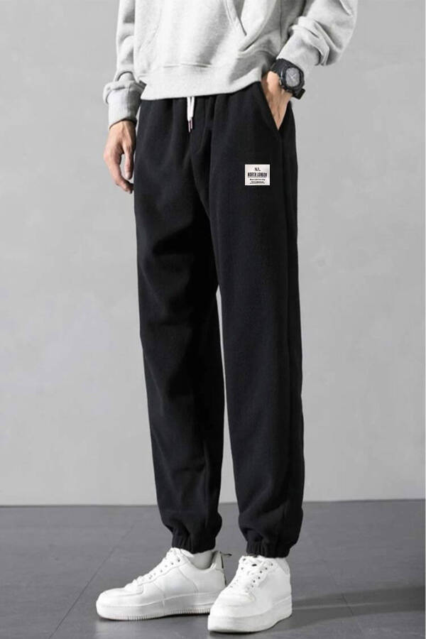 Men's Oversize Black Fleece Sweatpants - 5