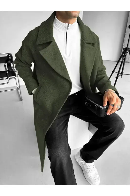 Men's Oversize Wool Coat Khaki-Khaki - 1