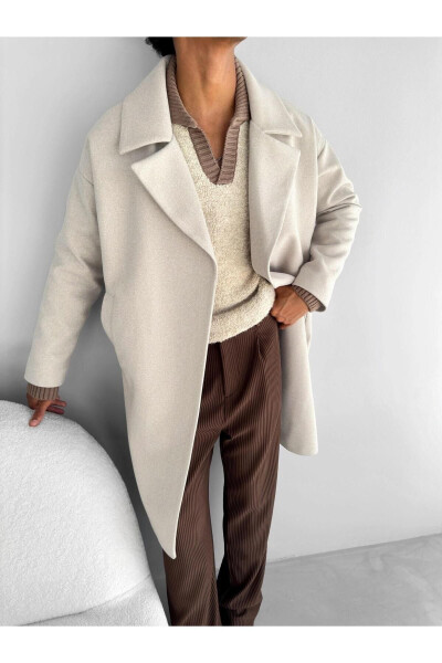 Men's oversized beige wool coat - 8