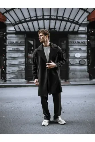 Men's Oversized Cashmere Coat Black - ABLUKAONLINE (1)