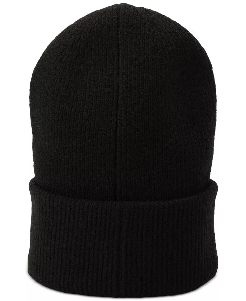 Men's Oversized Cuffed Logo Patch Beanie Black - 3