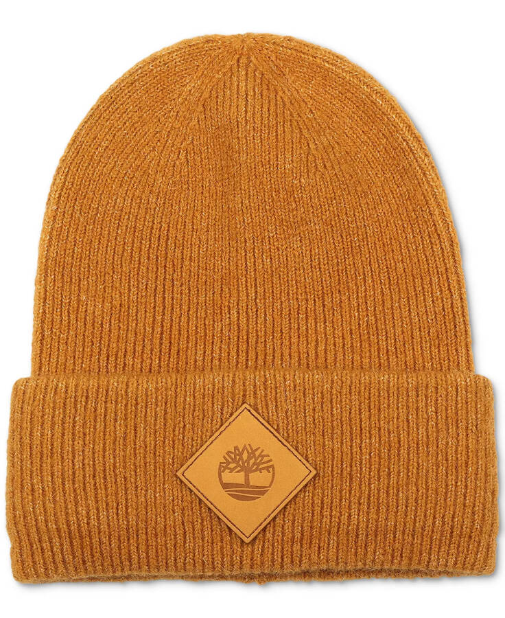 Men's Oversized Cuffed Logo Patch Beanie Wheat - 1