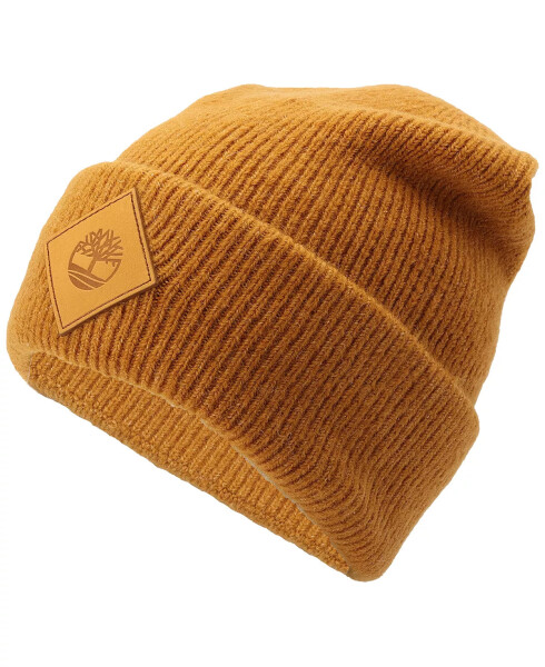 Men's Oversized Cuffed Logo Patch Beanie Wheat - 2