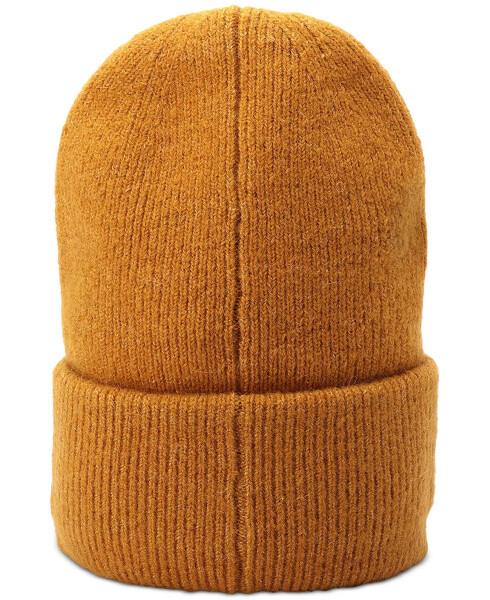 Men's Oversized Cuffed Logo Patch Beanie Wheat - 3