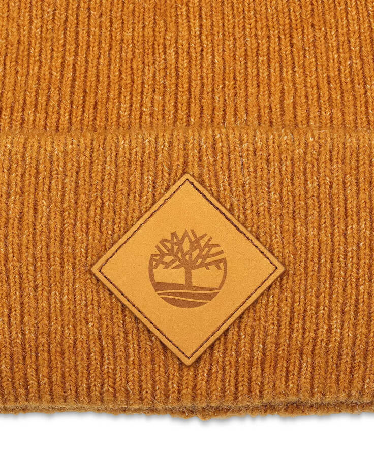 Men's Oversized Cuffed Logo Patch Beanie Wheat - 4