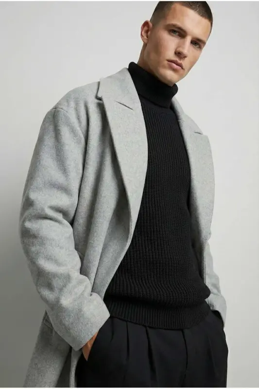 Men's Oversized Grey Cashmere Coat - 3