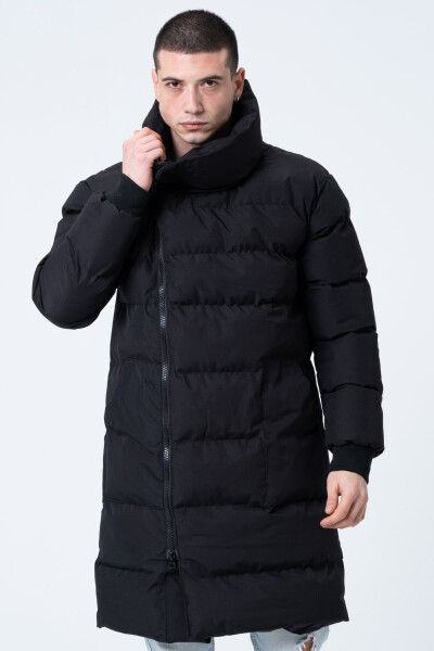 Men's Oversized Long Waterproof Windproof Puffy Jacket Black - GAREN