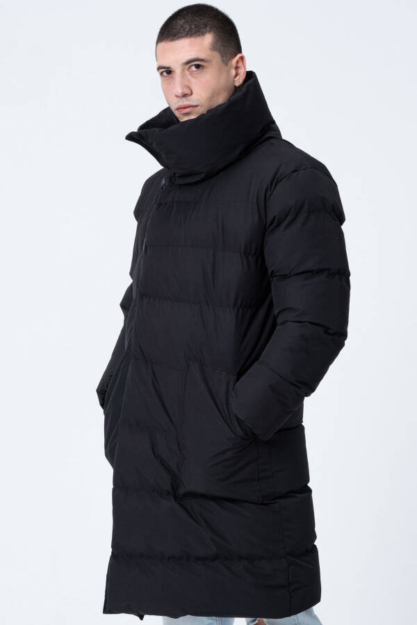 Men's Oversized Long Waterproof Windproof Puffy Jacket Black - 2