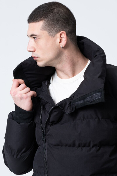 Men's Oversized Long Waterproof Windproof Puffy Jacket Black - 3