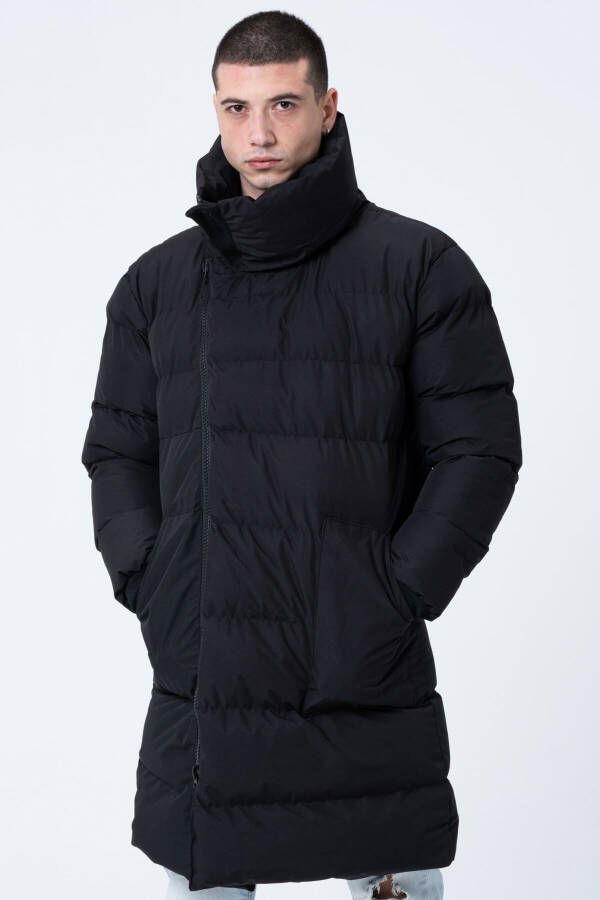 Men's Oversized Long Waterproof Windproof Puffy Jacket Black - 4