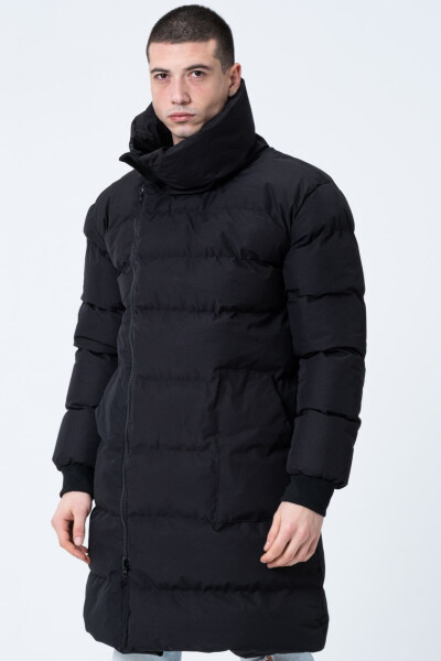 Men's Oversized Long Waterproof Windproof Puffy Jacket Black - 5