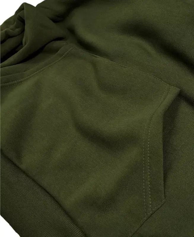 Men's Oversized Slim-Fit Fleece-Lined Pullover Hoodie-Olive - 3