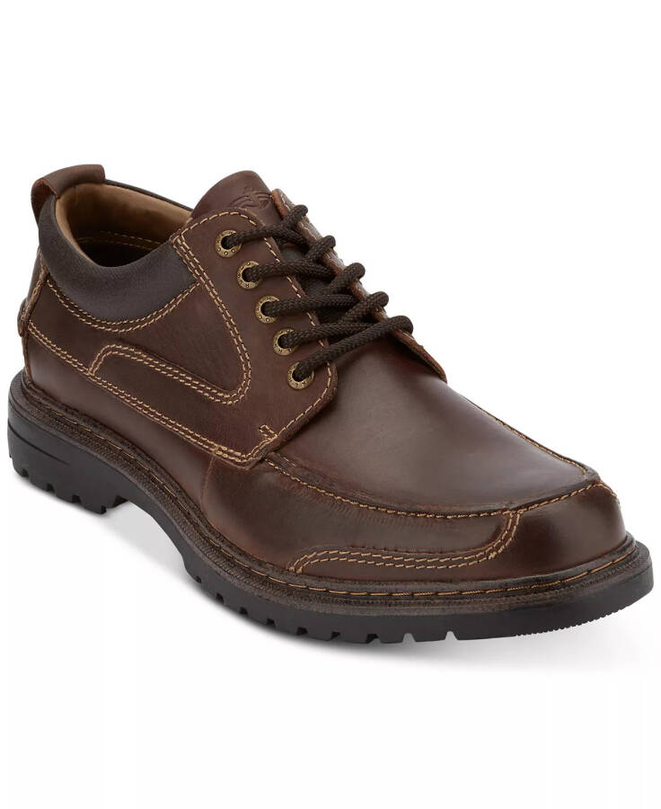 Men's Overton Moc-Toe Leather Oxfords Red Brown - 1