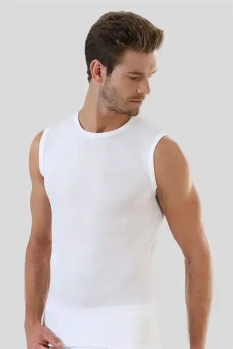 Men's Pack of 3 Sleeveless Round Neck Tank Top Zero Sleeve T-Shirt 100% Cotton White Black Grey - 5
