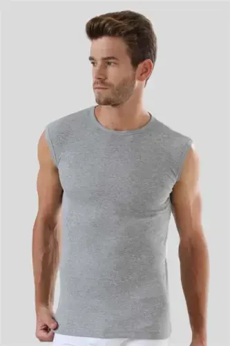 Men's Pack of 3 Sleeveless Round Neck Tank Top Zero Sleeve T-Shirt 100% Cotton White Black Grey - 7