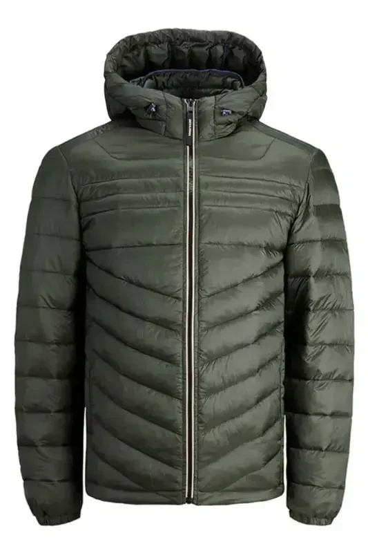 Men's Padded Puffer Hooded Jacket - 12211785-ROSİN/CONTRAST - JACK & JONES