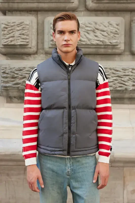 Men's Padded Puffer Vest Anthracite-Anthracite - DANGER