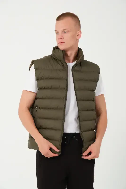 Men's Padded Vest Khaki-Khaki - Modazone