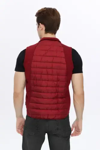Men's Padded Vest Water and Windproof Ray Pattern Burgundy-Burgundy - 3