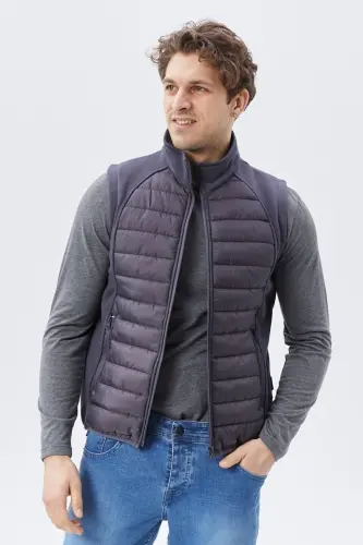 Men's Padded Vest Water and Windproof Ray Pattern Smoke-Smoke - 2
