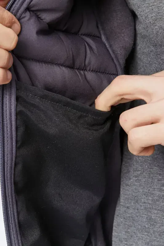 Men's Padded Vest Water and Windproof Ray Pattern Smoke-Smoke - Modazone