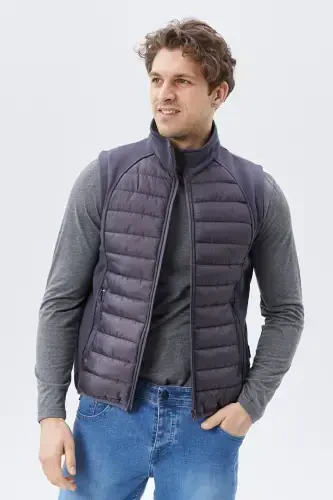 Men's Padded Vest Water and Windproof Ray Pattern Smoke-Smoke - Modazone (1)