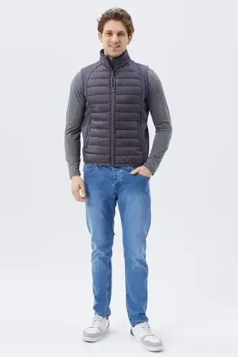 Men's Padded Vest Water and Windproof Ray Pattern Smoke-Smoke - 4