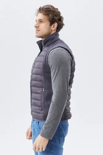 Men's Padded Vest Water and Windproof Ray Pattern Smoke-Smoke - 5