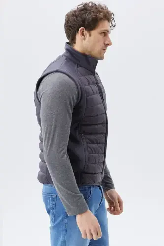 Men's Padded Vest Water and Windproof Ray Pattern Smoke-Smoke - 6