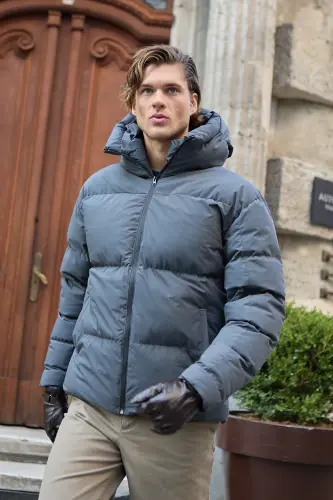 Men's Padded Water & Windproof Oversize Puffer Jacket Anthracite-Black - 6