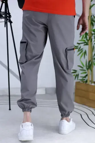 Men's Parachute Fabric Cargo Jogger Pants (SLIM FIT)-Dark Gray - 7