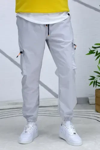 Men's Parachute Fabric Cargo Jogger Pants (SLIM FIT)-Gray - 5