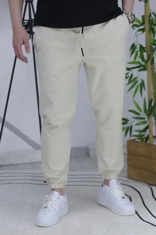 Men's Parachute Jogger Pants11-Beige - 2