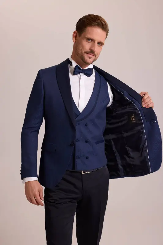 Men's Parliament Slim Fit Shawl Collar Waistcoat Groom Suit - 6