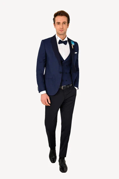 Men's Parliament Slim Fit Shawl Collar Waistcoat Groom Suit - 9