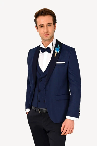 Men's Parliament Slim Fit Shawl Collar Waistcoat Groom Suit - 10