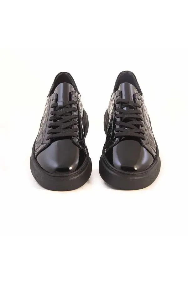 Men's Patent Leather Eva Sole Black Casual Shoes-S - 3