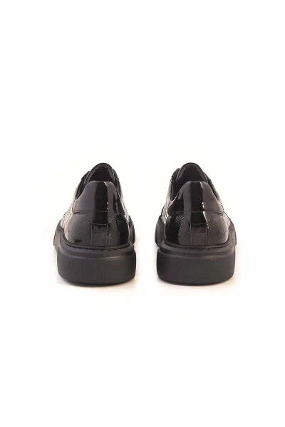 Men's Patent Leather Eva Sole Black Casual Shoes-S - 4