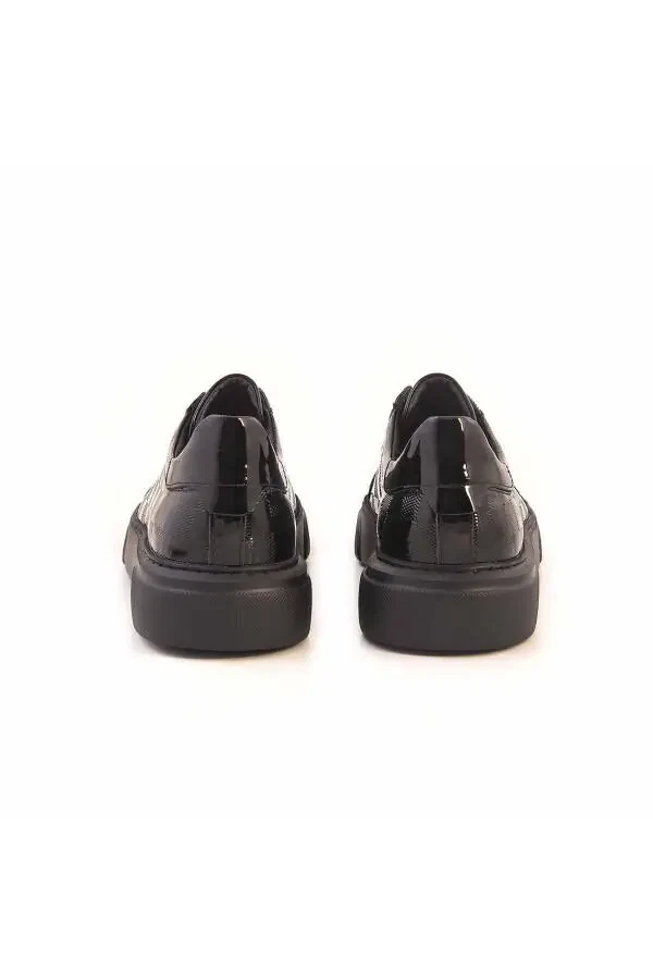 Men's Patent Leather Eva Sole Black Casual Shoes-S - 4