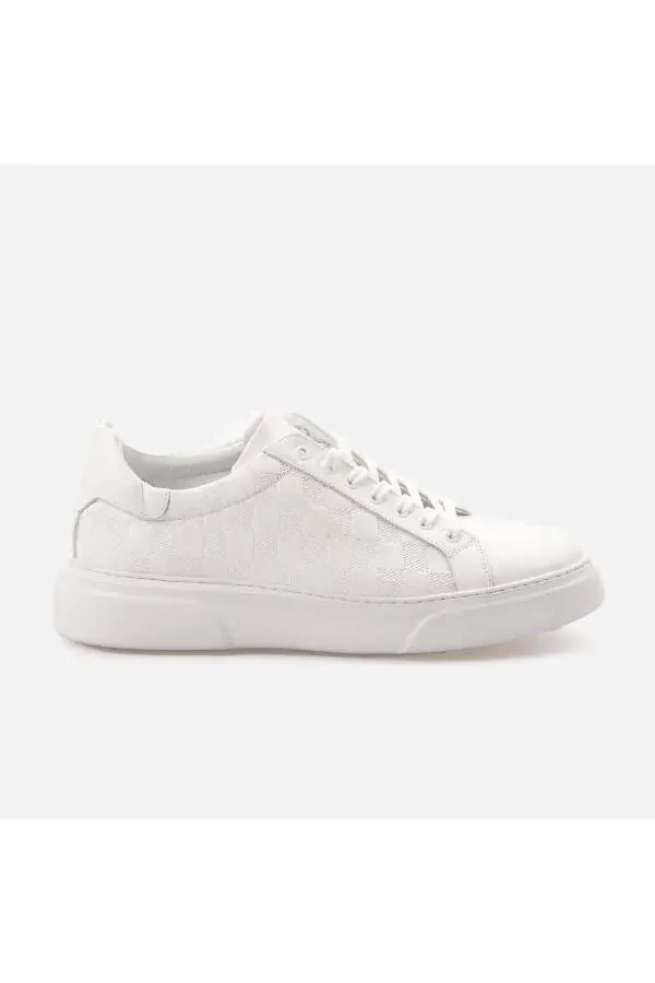 Men's Patent Leather Eva Sole White Casual Shoe-B - 1