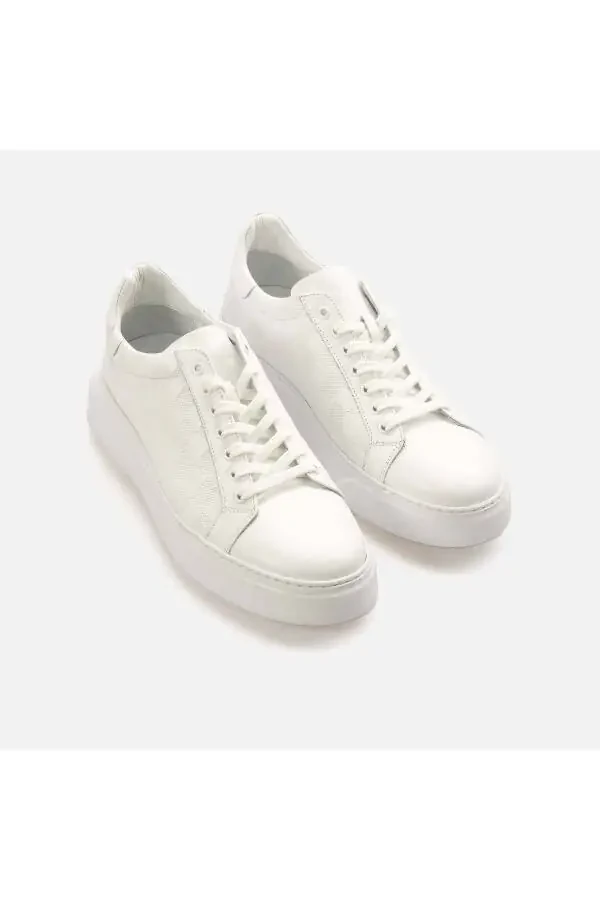 Men's Patent Leather Eva Sole White Casual Shoe-B - 3
